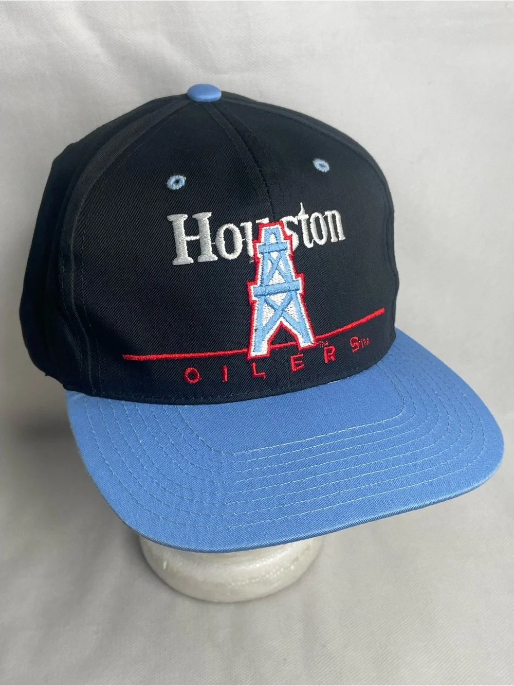 Vintage Eastport Team NFL Houston Oilers Football Snapback Cap Hat Trucker Black